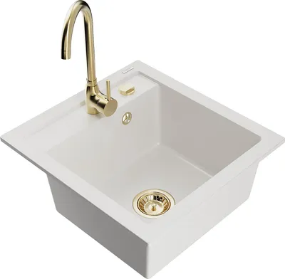 Immagine prodotto di Mexen Vito lavello da cucina in granito a 1 vasca con rubinetto da cucina Telma, bianco - 6503-20-670200-50