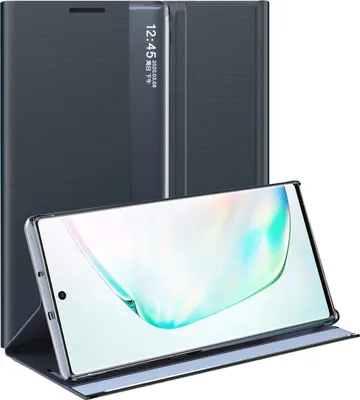 Image de Galaxy Note 10+ Plus Case, Slim Flip Leather Case with Window and Stand for Samsung Galaxy Note 10 Plus / Note 10+ 5G Navy Blue