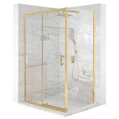 Obrázek produktu pro Sprchový kout 100x90cm výklopné dveře zlaté sklo ESG 6mm + povrchová úprava