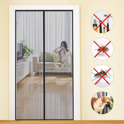 Obrázok produktu pre Magnet na vchodové dvere 70x200 cm čierny - samozatvárací, montáž bez vŕtania