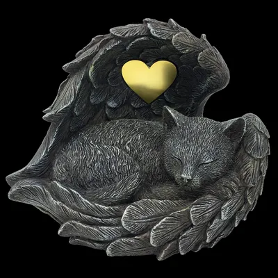 Immagine prodotto di Solidchoice - Urna per animali domestici "MystiCalls Kat" - Statuetta di un angelo a forma di gatto grigio, con ali