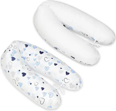 Image de Coussin de grossesse pré/postnatal réutilisable Coeurs bleu blanc