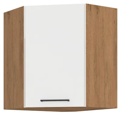 Produktbild von Vigo Eckhängeschrank 60x60 Eiche Lancelot Weiß Hochglanz Küchenzeile Einbauküche