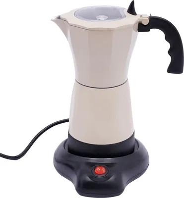 A close-up of an electric Moka pot.