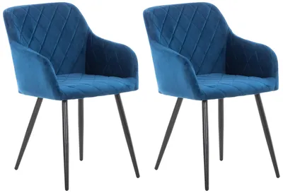 Produktbild von CLP 2er Set Esszimmerstuhl Shila blau Material Samt