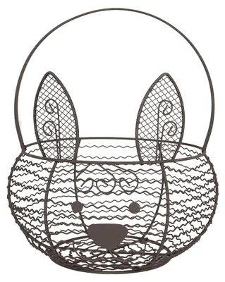 Productafbeelding van Clayre & Eef opbergmand, diameter 20 cm, hoogte 12 cm, bruin, metaal, met konijnenmotief