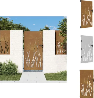 Immagine prodotto di vidaXL Cancello da giardino 85x200 cm in acciaio corten design erba - Cancelli da giardino