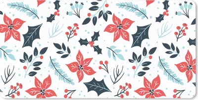 Produktbild von MuchoWow® Mauspad Mousepad Winter - Blumen - Weihnachten - Muster 60x30 cm - Mousepads - Maus Mat - Pad - Mausunterlage - Nachhaltig