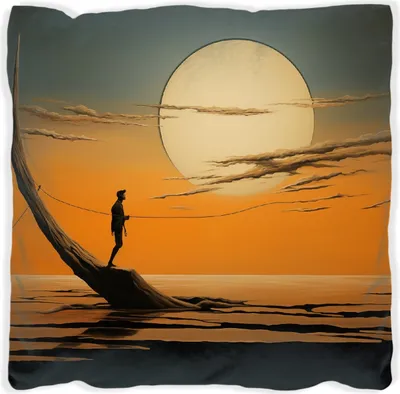 Produktbild von Wallario Premium Kissen, weiche Oberfläche, mit Motiv Einsam im Sonneruntergang, Größe: 40 x 40 cm, mit weißer Rückseite