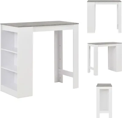 Obrázok produktu pre vidaXL Barový stôl s policou biely 110x50x103 cm - Jedálenské stoly