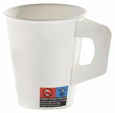 Produktbild von 2000x Henkelbecher Kaffeebecher weiß Pappe beschichtet 180 ml