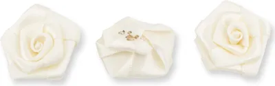 Produktbild von Satinrosen 3cm zum Basteln & Aufnähen 10 Stück Ivory / Elfenbein