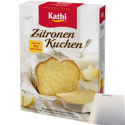 Produktbild von Kathi Backmischung für Zitronenkuchen mit Glasur (485g Packung) + usy Block