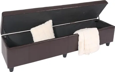 Produktbild von Úložná lavica Kriens XXL, Imitácia kože, 180x45x45cm MVG-certifikát ~ hnedá