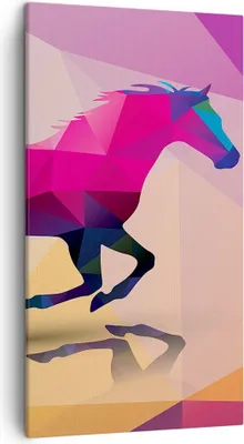 Produktbild von Bild auf Leinwand - Leinwandbild - Pferd Tiere Geometrie Diamant - 45x80cm - Wand Bild - Wanddeko - Leinwanddruck - Bilder - Kunstdruck - Wanddekoration - Leinwand bilder - Wandkunst - PA45x80-2803