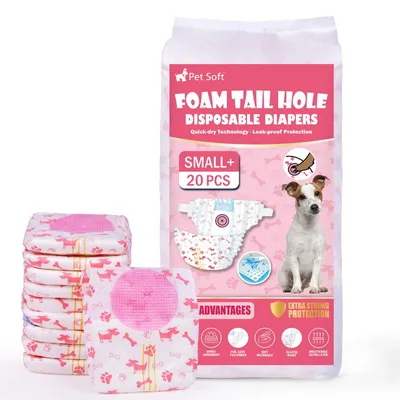 Imagen del producto de Pañales para perros, 20 unidades, desechables, con orificio ajustable para la cola, para perros y gatos