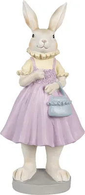 Produktbild von Clayre & Eef Figur Kaninchen 12x10x27 cm Braun Violett Polyresin