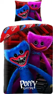 Zdjęcie produktu dla Pościel bawełniana 140x200 Poppy Monster Playtime czerwona kolorowa poszewka 70x90 Kids 12 Halantex