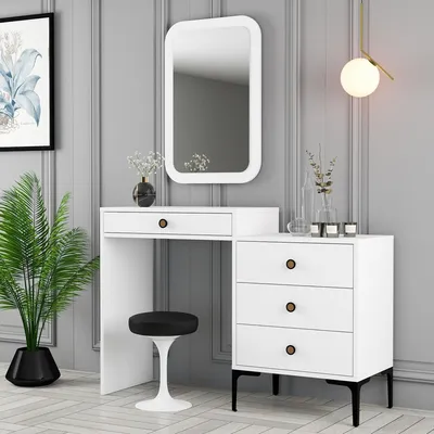 Immagine prodotto di Meltina - Toeletta, 124x40x85h cm Bianco, Specchio Incluso