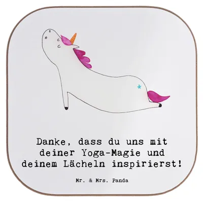 Produktbild von Mr. & Mrs. Panda Untersetzer Glas Yoga Trainerin Inspiration - Weiß - Geschenk, Motivation, für Gläser, Tischschoner, Danksagung, Meditation, inspirierst, Sportart, Tasse