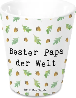 Produktbild von Mr. & Mrs. Panda Übertopf Bester Papa der Welt - Weiß - Geschenk, Dekoration, Pflanzentopf, Pflanztopf, Topf, Blumentopf, Keramik