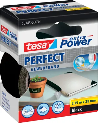 Produktbild von Tesa Gewebekleb. 2,75m x 38mm extra Power schw. Perfekt 56341