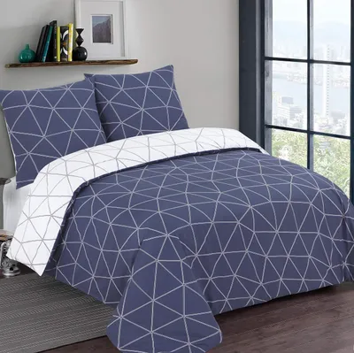 Obrázek produktu pro Elzusha – Sada povlečení z bavlny, obsahuje přikrývku a 2 povlaky na polštáře, rozměry 260 x 240 cm