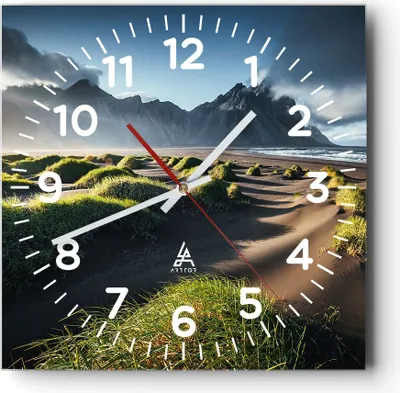 Produktbild von Wanduhr - Quadrat - Glasuhr - Vulkan Natur - 40x40cm - Schleichendes Uhrwerk - Lautlos - zum Aufhängen bereit - Dekoration Modern - Wanddekoration aus Glas - C4AC40x40-3496