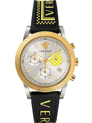 Produktbild von Versace VELT00519 Sport Tech silber gold schwarz Kautschuk Armband Uhr Damen NEU