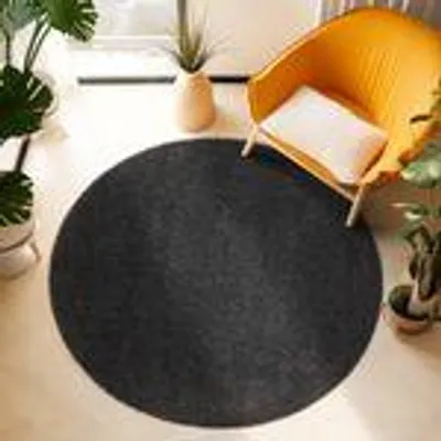 Produktbild von Teppich Wohnzimmer Schlafzimmer Läufer Esszimmer Küchenteppich Einfarbiges Design Flauschig Weich Farbe : Anthrazit , Größe : 120 cm Rund