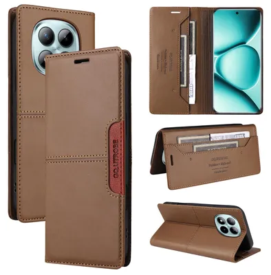 Image de Étui pour téléphone portable Xiaomi Redmi Note 15 Pro+ Étui, portefeuille à rabat en cuir Compartiment pour cartes Étui de protection Marron