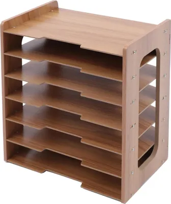 Produktbild von Holz Aufbewahrungssystem Dokumentenablage - A4 Briefablage Schreibtisch Organizer - 7 Fächer - Papierfach für Zuhause und Büro