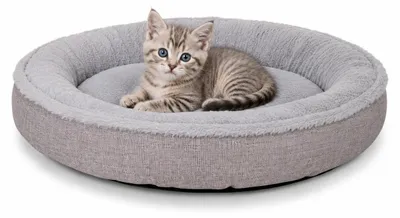 Produktbild von lionto Katzenbett, extra weiches Doughnut-Bett für Katzen, gemütlich, pflegeleicht & stilvoll, 55 cm Durchmesser, grau