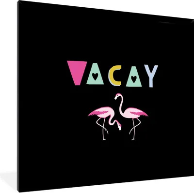Produktbild von MuchoWow® Gerahmtes Poster Sommer - Flamingo - Schwarz 40x40 cm - Poster mit Schwarzem Bilderrahmen Wandposter Rahmen Foto Bilder - Mit Rahmen - Wanddekoration Schlafzimmer