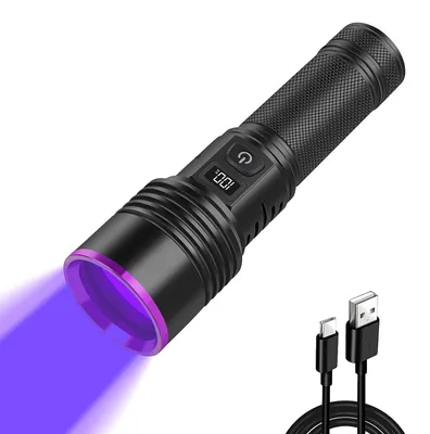 Obrázok produktu pre UV baterka 365nm - Nabíjateľná 30W LED UV lampa s LCD displejom