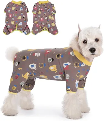 Produktbild von Hund OP Body ohne Reißverschluss & Klett | Weicher Erholungsanzug Hunde | Anti-Lecken Body Hundepyjama für Drinnen | Leckschutz nach Operation für Kleine Hunde Rüde Hündin (Kakaobraun 2XL)