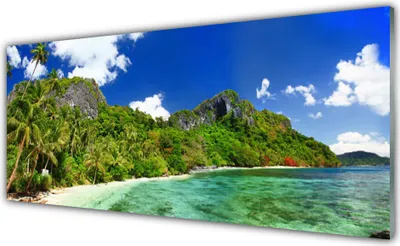 Produktbild von Acrylglasbilder 125x50 Wandbild Druck Strand Gebirge Landschaft