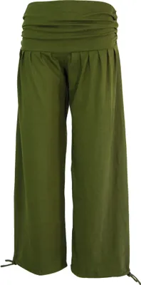 Produktbild von Goa Psytrance Hose, Sommerhose, Yogahose, Pluderhose - Olivgrün, Damen, Baumwolle,Elasthan, Größe: S