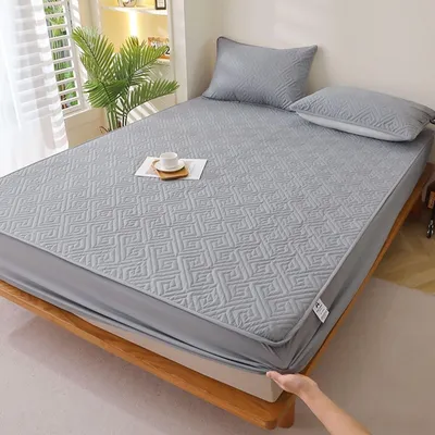 Obrázok produktu pre Šedý poťah na matrac (topper) z bavlny, rozmery 180x200 cm