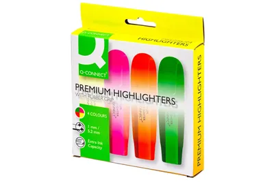 Image de Q-Connect® KF16041 Surligneur Premium - env. 2 - 5 mm, paquet de 4