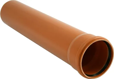 A single orange pipe with a black gasket on a white background.