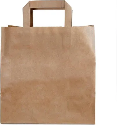 Produktbild von Famanu Papiertaschen 250 Stück - Kraftpapiertaschen mit Handgriffen - 26 + 17 x 25 cm - braun