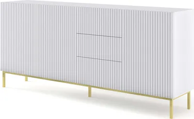 Produktbild von FURNLUX Anrichte Ravenna B Weiss Und Gold 200cm / Hauptfarbe: Weiß / Abmessungen: 200 x 89 x 42 cm