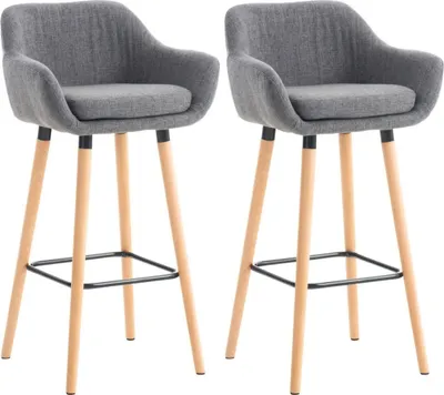 Immagine prodotto di set di 2 sgabelli da bar - Sedie alte - Schienale confortevole - Struttura in legno di faggio | Colore: grigio chiaro