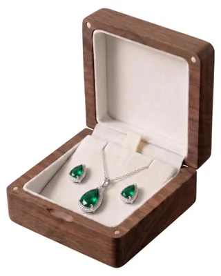 Image de Boîte en bois de noyer pour colliers, coffret à bijoux, rangement pour colliers, bracelets et boucles d'oreilles