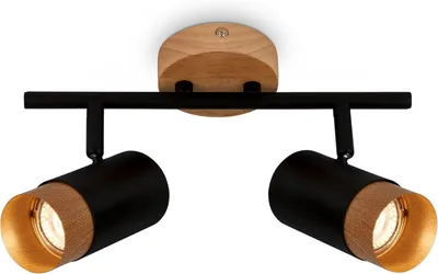 Produktbild von Spotleuchte,schwarz,mit Holz, exkl. 2xGU10/max.9W