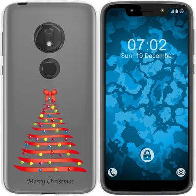Produktbild von PhoneNatic Case kompatibel mit Motorola Moto G7 Play Silikon-Hülle X Mas Weihnachten Weihnachtsbaum M1