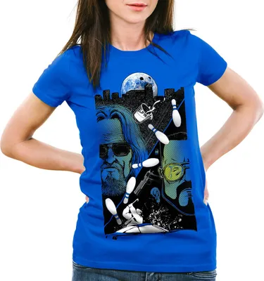 Produktbild von style3 The Dude Damen T-Shirt lebowski bowling bowler big rude, Farbe:Blau, Größe:S