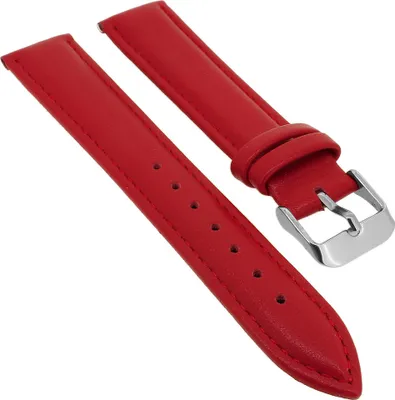 Produktbild von Minott Uhrenarmband rotes Band Ton in Ton Naht weiches glattes Leder , Stegbreite:14mm, Schließe:Silbern