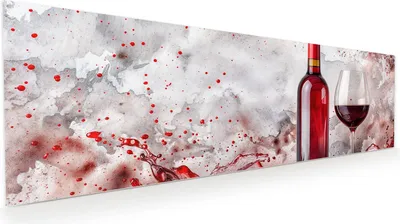 Produktbild von Glasbild 120x40cm in XXL für Wohnzimmer, Schlafzimmer Motiv Rotwein mit Glas